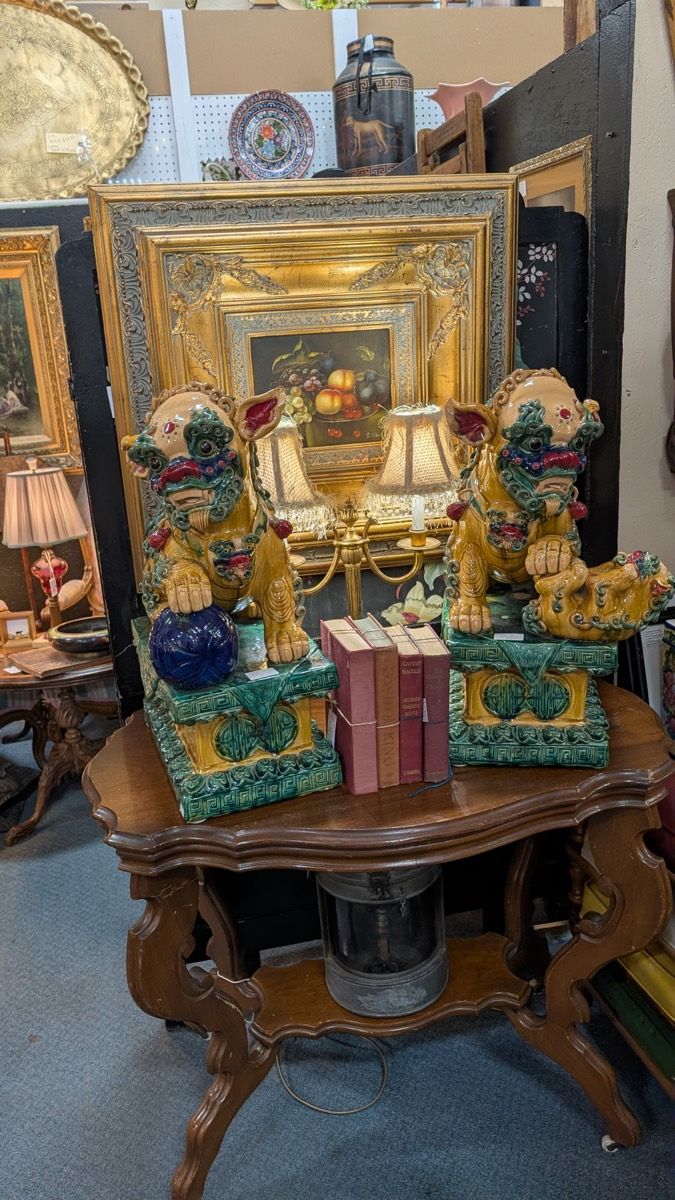 Pair of Glazed Foo Dog Guardian Lions