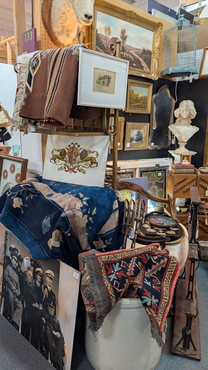 Vintage Indigo Quilt & Navajo Textile Lot